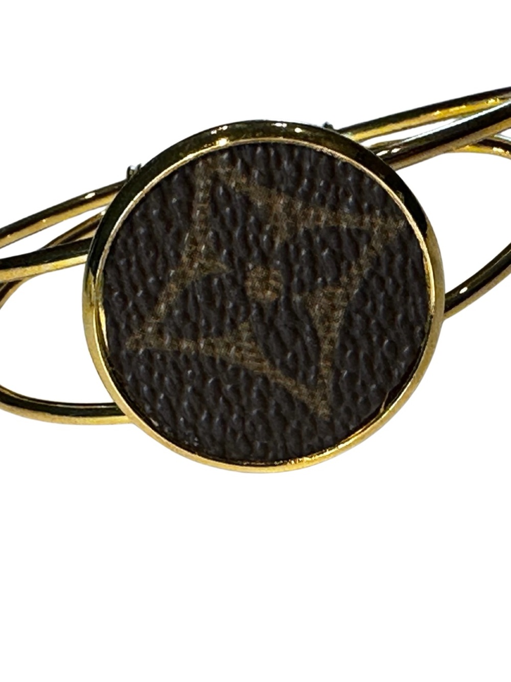 Upcycled Designer Monogram Canvas Gold Cuff Bracelet